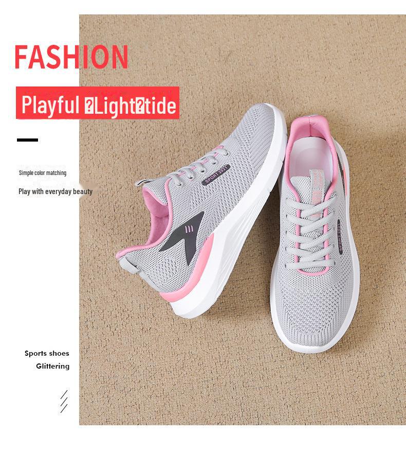 

Женская сетчатая спортивная обувь в корейском стиле: Нескользящая, легкая, дышащая, повседневная обувь для бега на весну/лето. 40