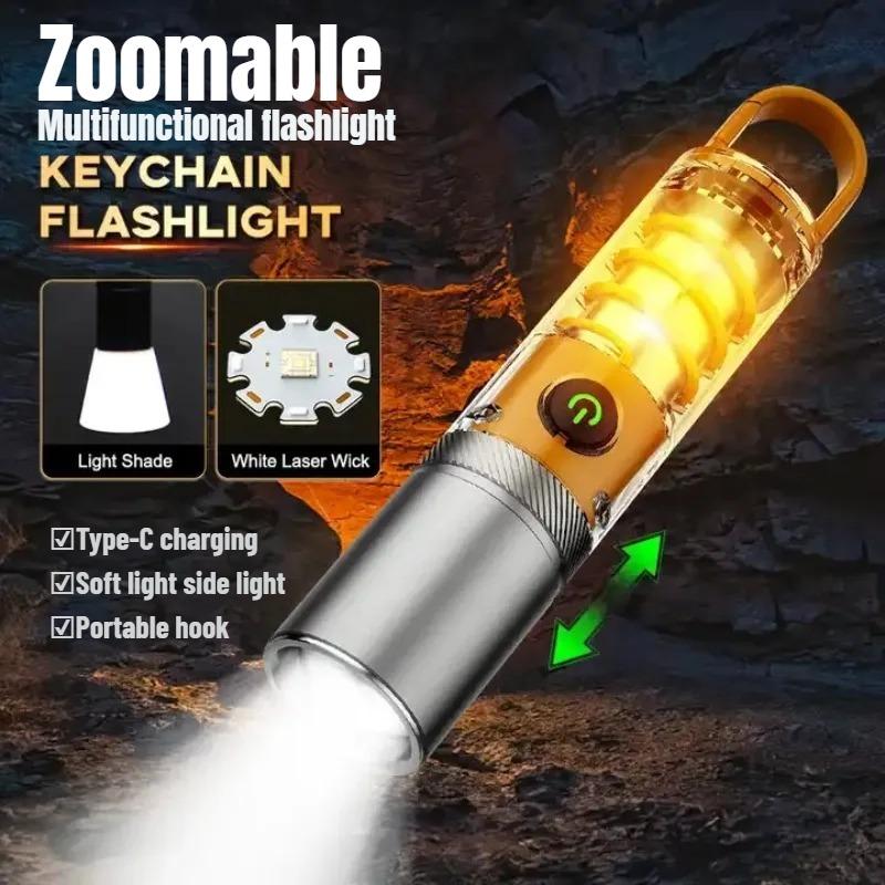 LED Silná Svítilna Pochodeň Venkovní Multifunkční Nouzové Záchranné Kempingové Světlo Nabíjení přes USB Vodotěsná Noční Lampa