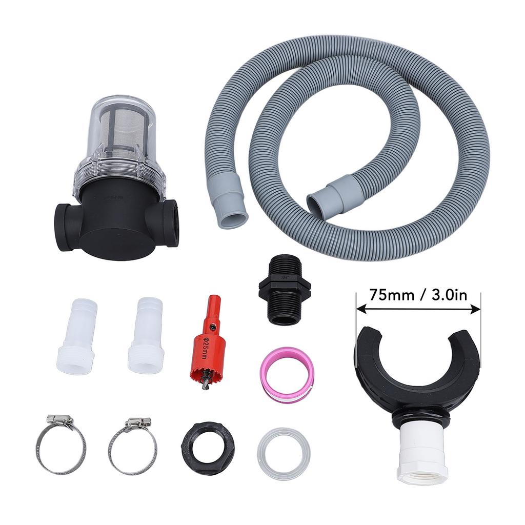 Regentonnen-Anschlussset Dach-Regenwassersammler Regentonnen-Ablenker Mit Filter Wasserauffangschlauchanschluss Rund 75mm / 3,0 Zoll