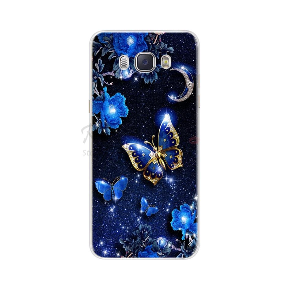 For Funda Samsung Galaxy J5 2016 Case J510 J510F Cover Flowers Painted Back Protective Phone Case For Coque Samsung J5 2016 Case