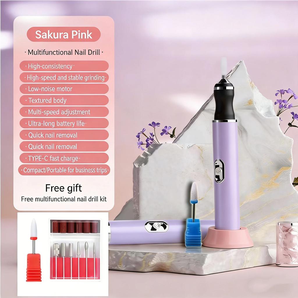 Portable Electric Nail Polish Remover Grinding Machine Rechargeable Manicure Tool With Grinding Heads Easy Use For Efficient Nail Removal And Buffing