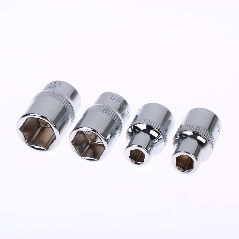 6-24Mm 3/8 Short Hex Socket Mirror Polished Chrome-Plated Steel Hex Socket Wrench Head For Auto Repair Home Tool
