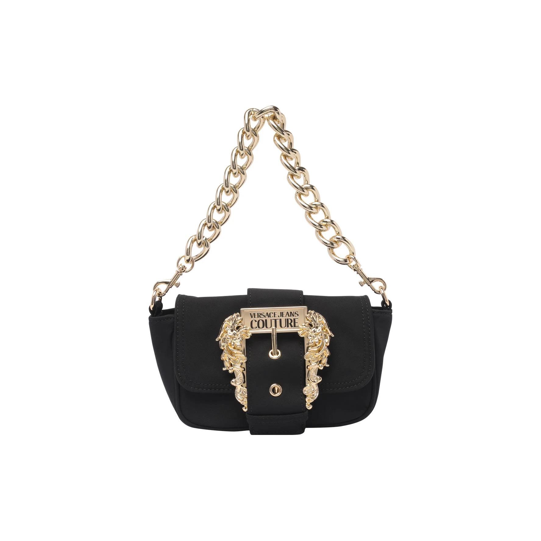 Versace Jeans Couture Drew Baroque Magnetic Closure Adjustable Detachable Shoulder Strap Nylon Shoulder Bag Women Shoulder Bags Black 75VA4BFHZS809899 Basic Set BagDust Bag 29390₽