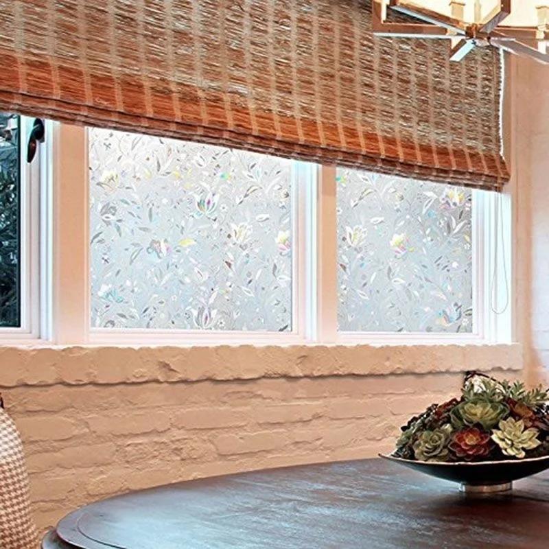 3D Anti-Heat Electrostatic Solar Glass Film UV Film Window Blinding Film Static Opaque Glass Stickers Bathroom Bedroom Kitchen