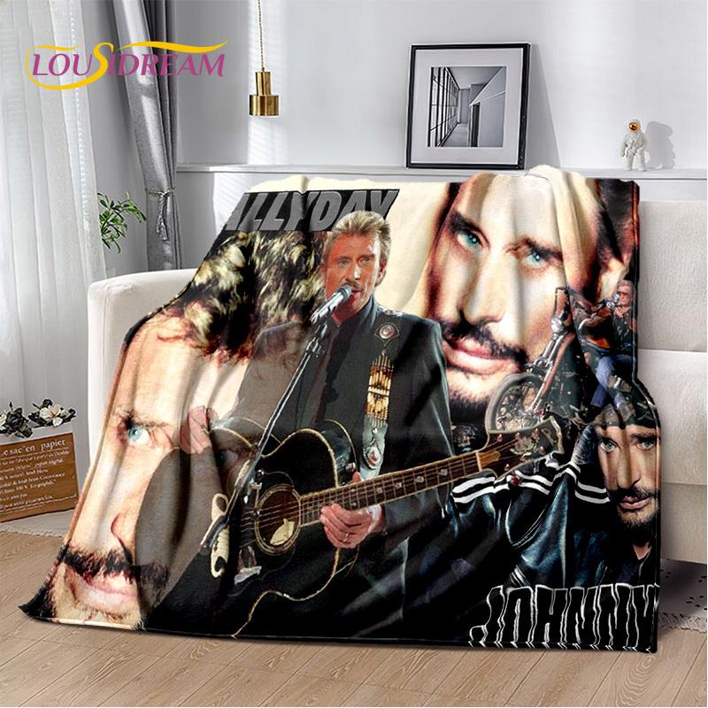 3D Printing Johnny Hallyday Rock Star Soft Flannel Blankets,Throw Blanket Comfortable Blanket for Picnic Beds Home Bedroom Cover
