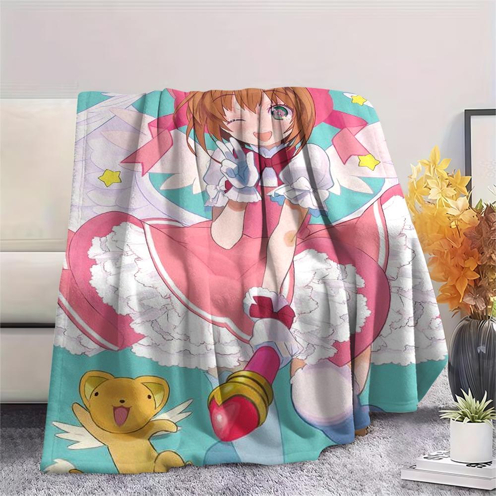 1Pc Cardcaptor Sakura Print Flannel Blanket, High Quality Comfortable for All Seasons, Home Decor, Warmth and Comfort, Perfect for Christmas Gifts