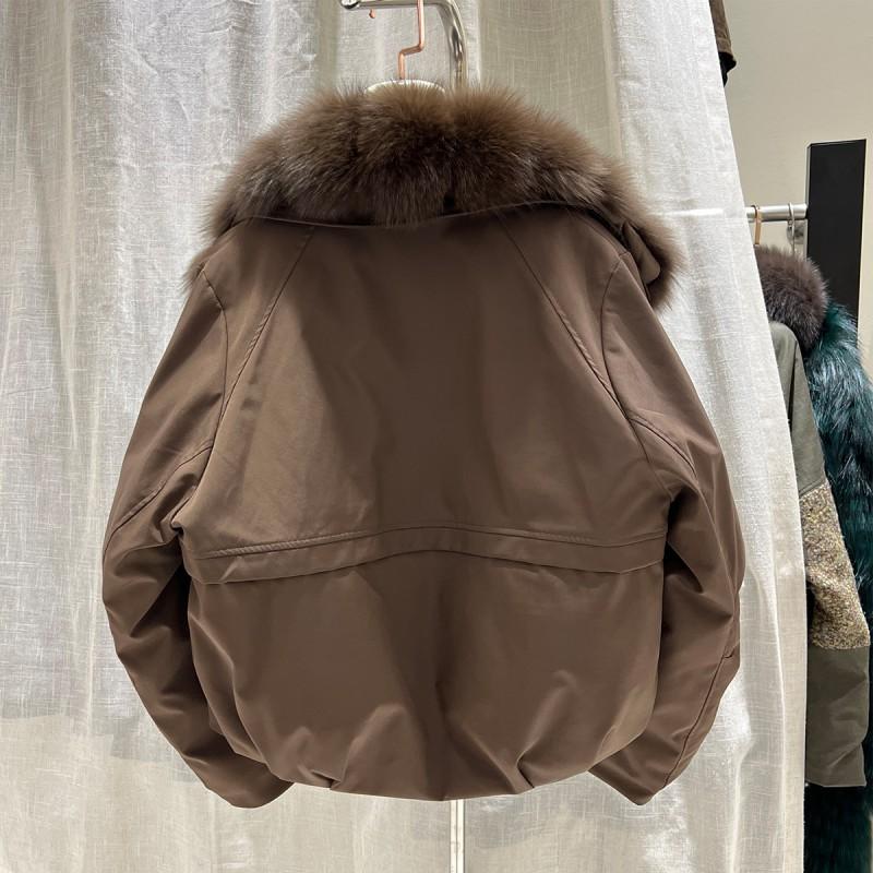 Womens Short Down Coat With Real Fox Fur Collar Warm Winter Jacket Daily Commute