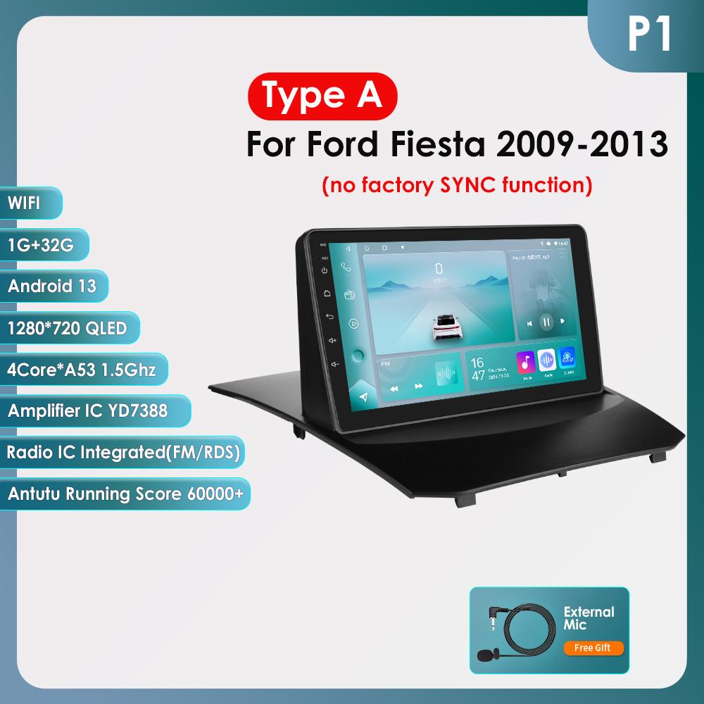 Hizpo 2din Android Autorádio pro Ford Fiesta 2009 - 2017 Autorádio Multimediální Přehrávač Videa GPS Navigace Hlavní Jednotka Carplay 4G WIFI Inteligentní DVR DSP
