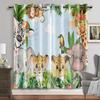 Cartoon Animals Window Curtain Living Room Watercolor Bunny Bear Eyelet Curtains Moon Print New Baby Room Drapes Free Shipping