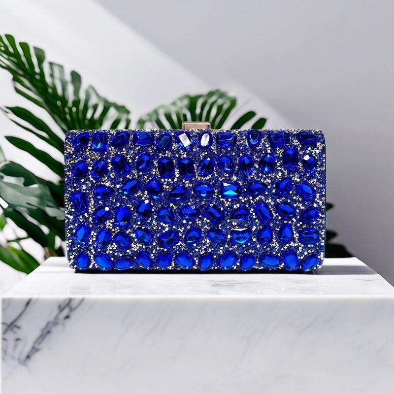 Gold Metal Handle Fashion Women's Handbag Crystal Shiny Rhinestones Diamond Evening Bag Wedding Party Clutch Purse Shoulder Bag