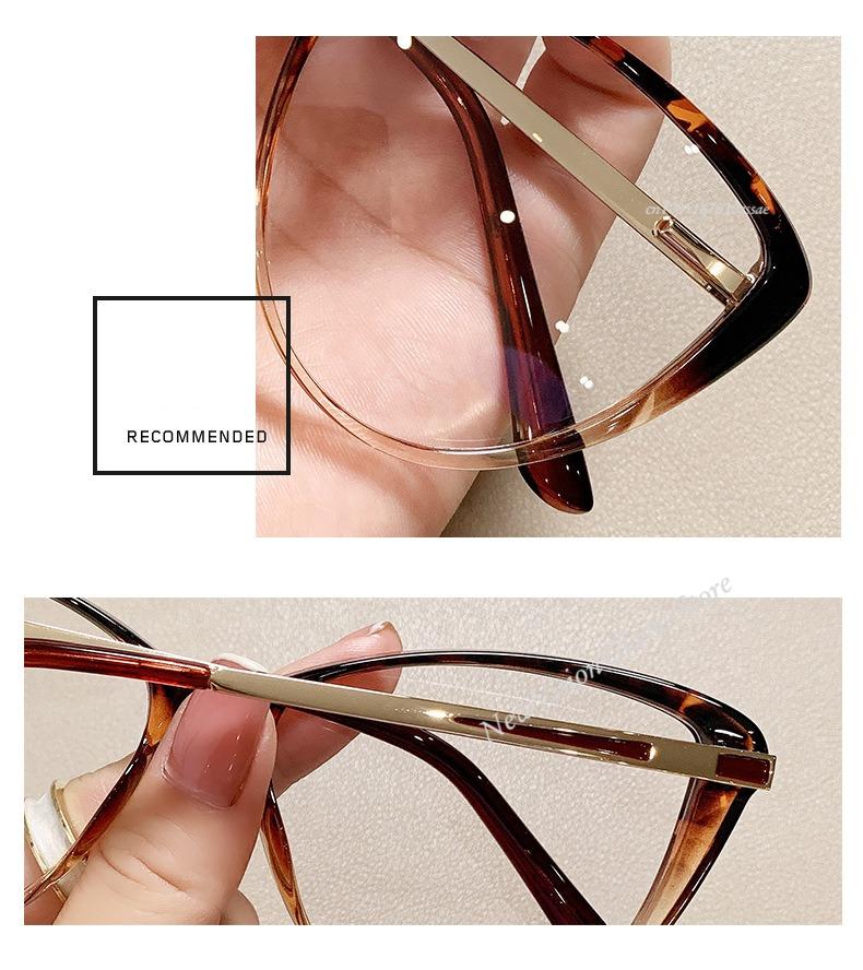 Gradient Color Glasses Frame For Women High Quality Metal Legs Spring Hinge Flat Mirror Prescription Glasses