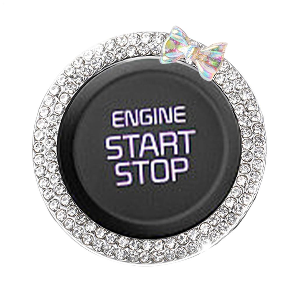Patonde Car Engine Start Button Ring, Car Engine Start Stop Decoration Ring, Rhinestone Dot