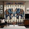 Majestic Elephant Curtains Blue Floral Paisley Print Polyester Living Room Bedroom Decor Light Blocking Set Of 2 Made With Rod Pocket