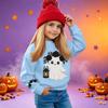 Kids' casual long-sleeved sweatshirt with Halloween print, suitable for holiday parties and everyday wear.