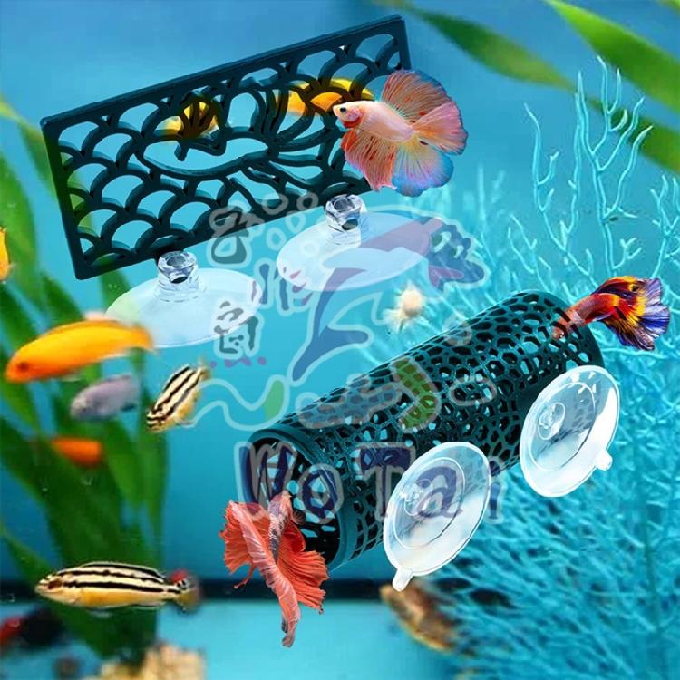 Hollowout Betta Habitat Tube for Fish and Shrimp Hideouts Resting Bed Suction Cup Betta Fish Shelter Safety Place