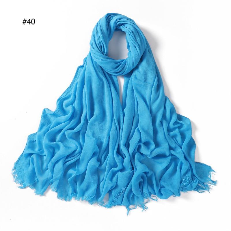 % Rayon Pleated Solid Color Human Cotton Two-end Beard Bag Headscarf Female, New Breathable Soft Scarf