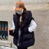 Fashion Adjustable Waistcoats Solid  Cotton Vest Jacket  Women Autumn Winter Hooded Waistcoat Warm Thicken Cotton Sleev