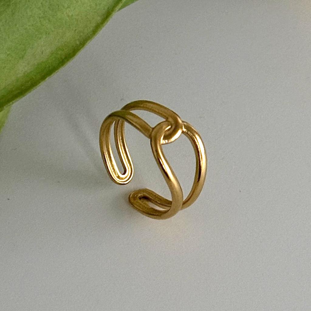European and American vacation starfish flower stainless steel open ring, beach ocean ins conch geometric ring for women