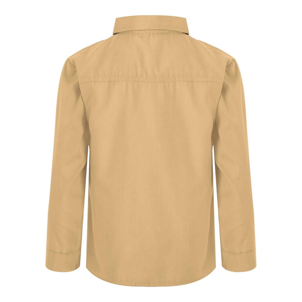 Boys Long Sleeve Dress Shirt Casual Solid Color Collared Button Down Top
