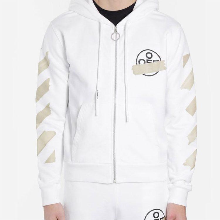 OFF WHITE Tape Diag Arrows Zip Up Hoodie OMBE001R20E300020148