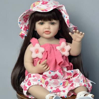 BZDOLL 55 CM Full Soft Vinyl Reborn Baby Girl Doll Toy Lifelike 22 Inch Princess Toddler Art Bebe Birthday Gifts for Child