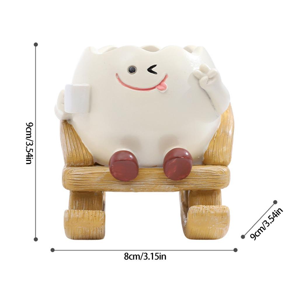 Cute Sit Rocking Chair Succulents Flower Pots with Drain Hole Smile Faces Planter Pot, Cartoon Resin Pot for Indoor