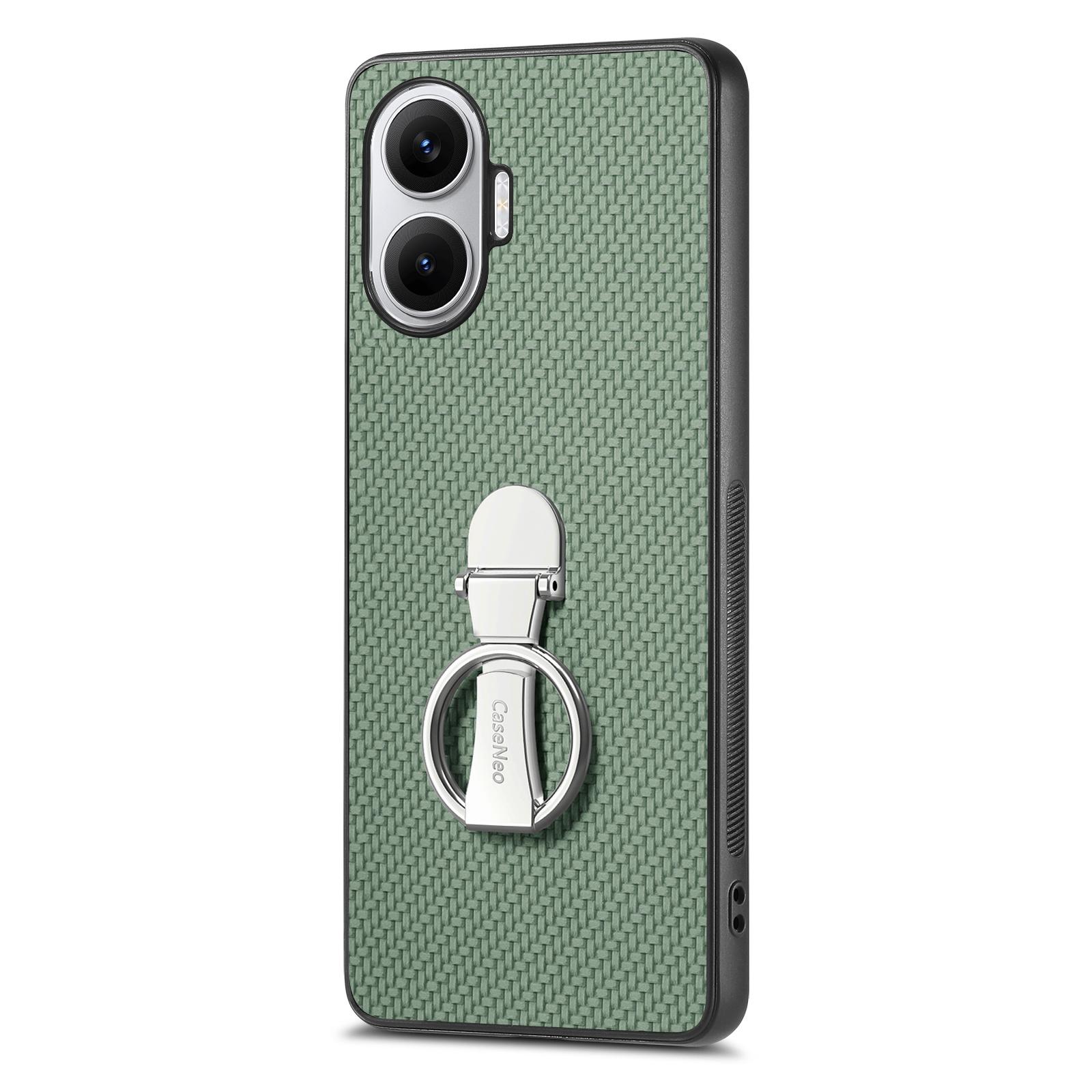 

For Xiaomi Redmi Turbo 4 Pro 5G Case Folding Kickstand Leather Back Cover Carbon Fiber Texture Green