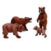 4pcs Realistic Bear Figurines Set Miniature PVC Grizzly Bear Wild Animal Figures for Home Office Display Collection 4