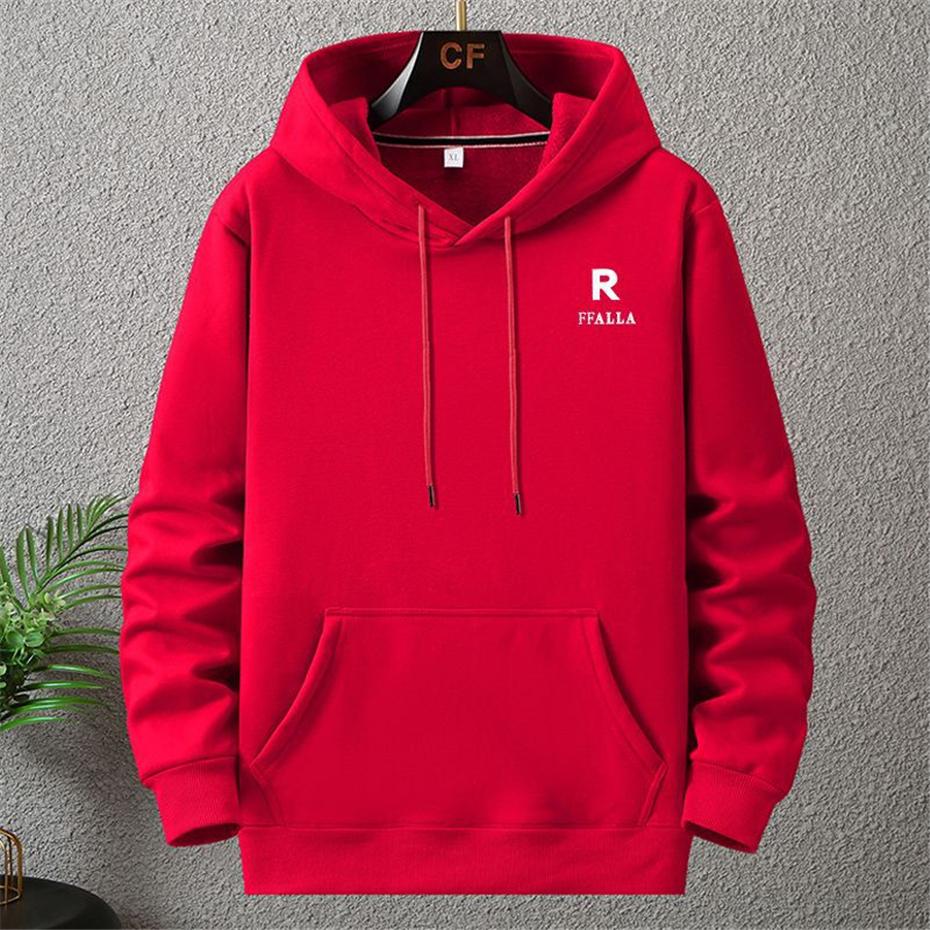 Basic-letter Men Hoodie Front Tiny Letter Logo Chest Print, Clean Minimal Graphic, Thick Fleece Pullover Sweatshirt for Outdoor Day Trips