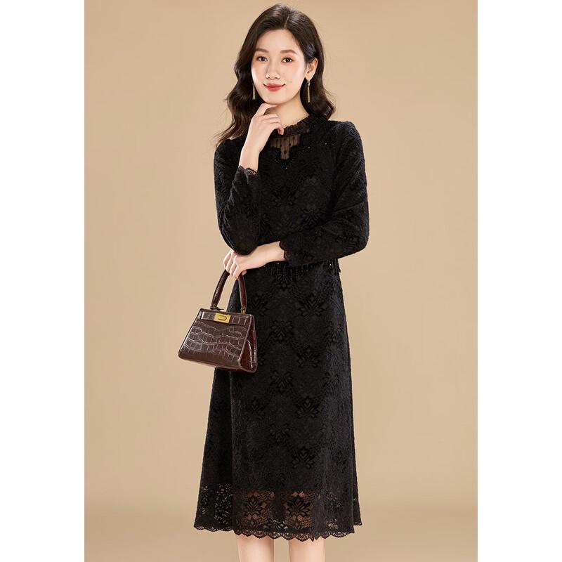 Kebier Elegant Lace Patchwork Slim Midi Dress