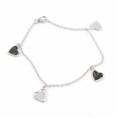 [G7875] - Silber Armband 'Love' schwarz weiß