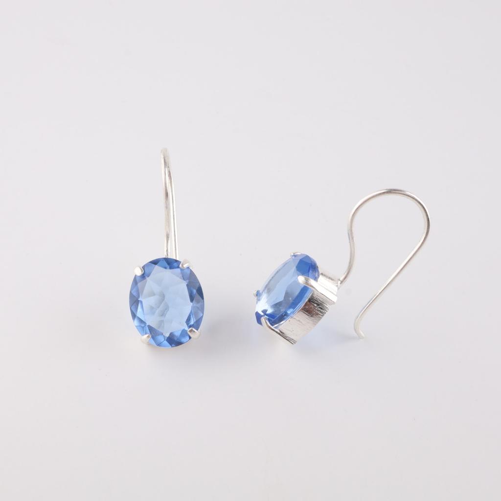 Natural Tanzanite Gemstone 925 Sterling Silver Handcrafted Dangle Earrings 1.05" EE-173-10