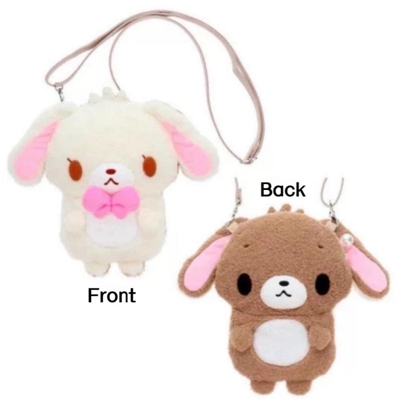 Cute Double Sided Plush Bunny Crossbody Bag Large Capacity Cartoon Shoulder Bag Storage Pouch