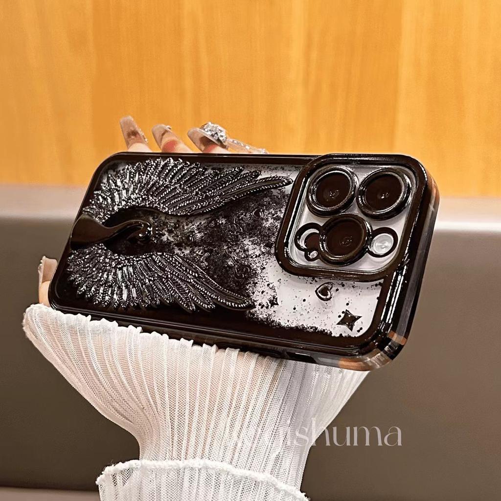 3D Swan Flowing Sand Phone Case for IPhone 16 Pro Protective Case for Apple 15max Case 14plus Trendy