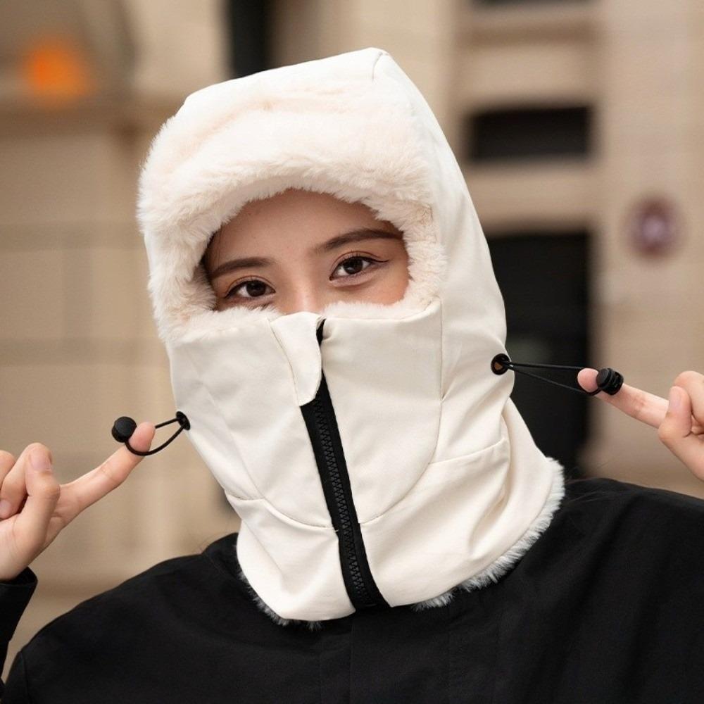 Keep Warm Warm Scarf Face Mask Solid Color Lei Feng Hat 4-in-1 Winter Cycling Hat  Women