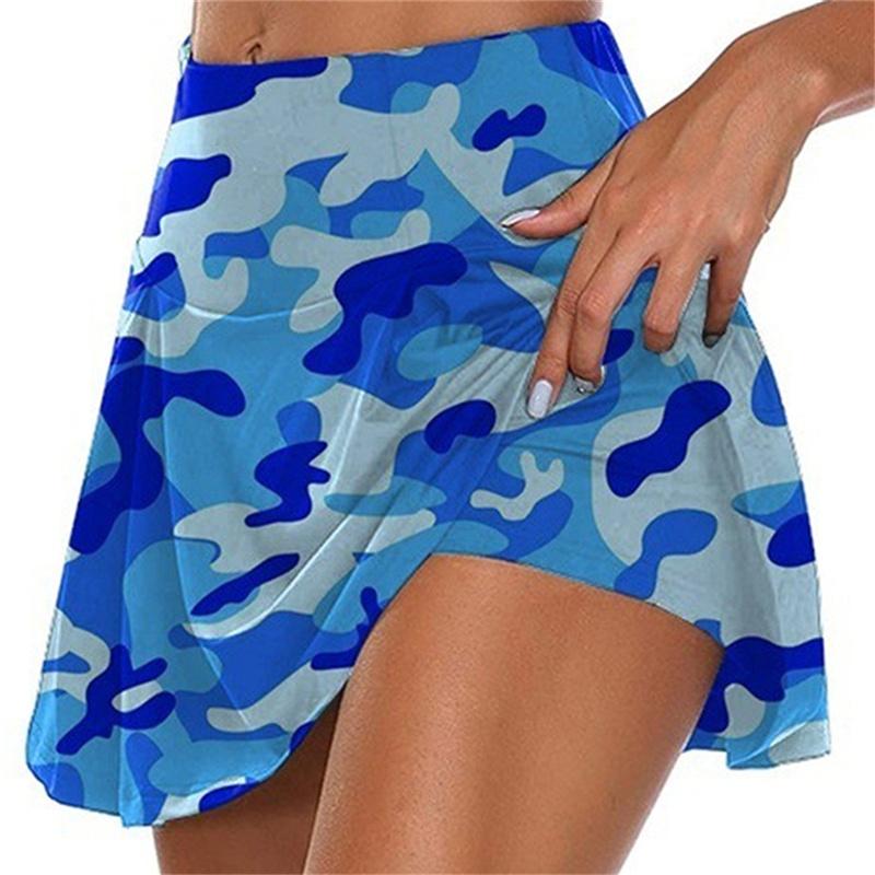 Women's Fashion Camouflage Print Athletic Skort with Pockets Running Tennis Golf Gym Sports Workout Skirt