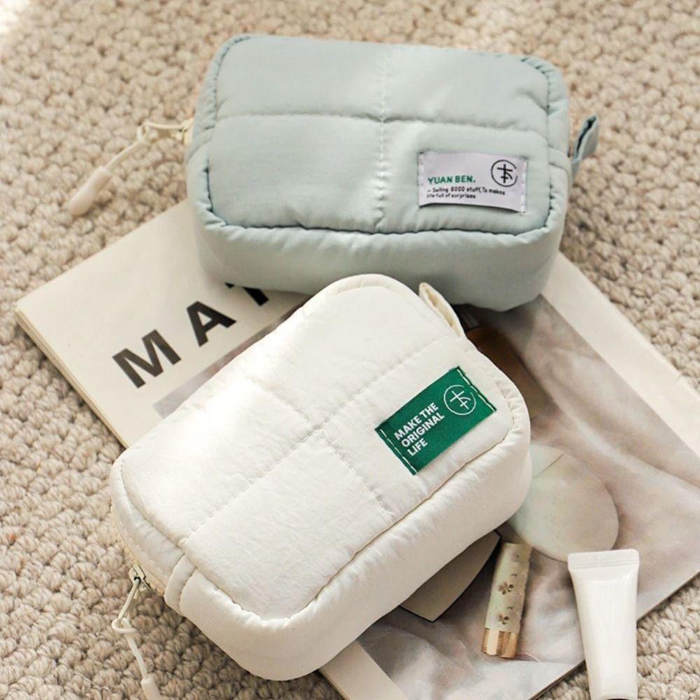 Quilted Makeup Bag Puffer Skincare Storage Bag Suitcase Cosmetic Pouch  for Women