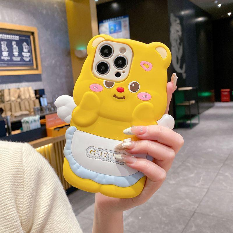 Cute three-dimensional suitable for OPPO A5x mobile phone case, bear Labu Reno13F cartoon couple protective case soft