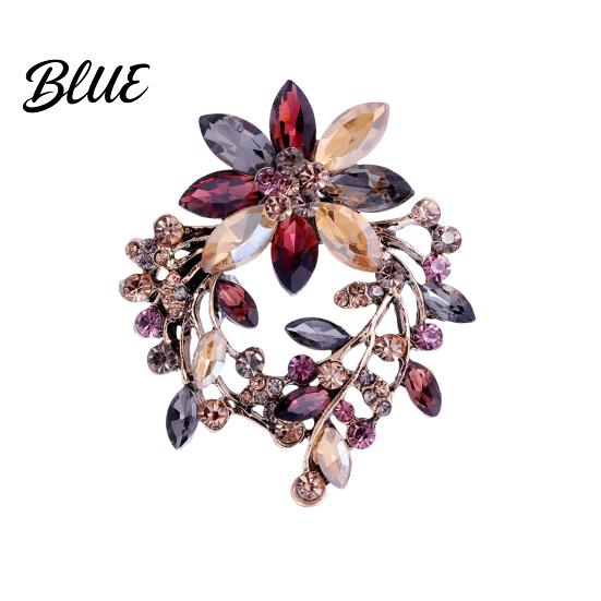 Alloy Swan Brooch Rhinestone Wreath Artificial Gemstones Lapel Pin Retro