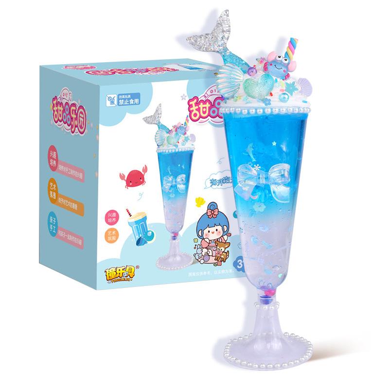 Children'S Handmade Simulation Cream Glue Diy Material Pack Dessert Milk Tea Cup Ice Cream Set Food Play Educational Toys