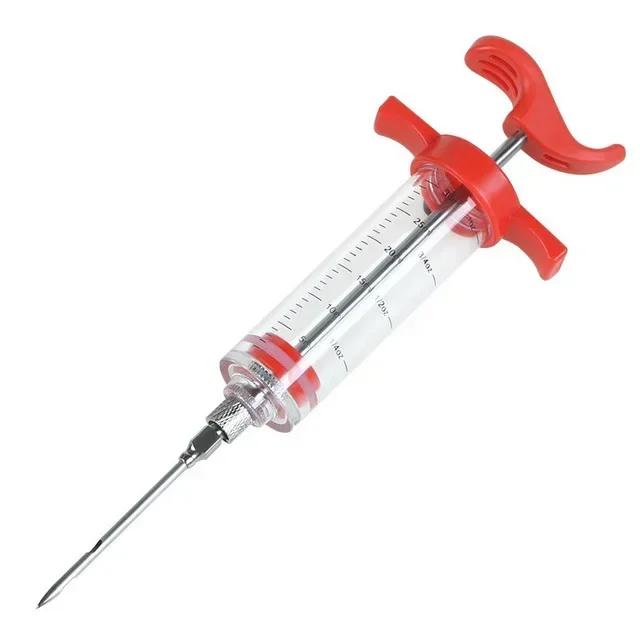 

1 шт. шприц для специй, пищевой полипропилен, набор игл из нержавеющей стали, инжектор для мяса, соуса, маринада, кухонные принадлежности красный