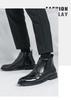 Men's High-Top Leather Pointed Toe Boots - Formal Casual Large Size Fashionable Short Martin Boots for Autumn.