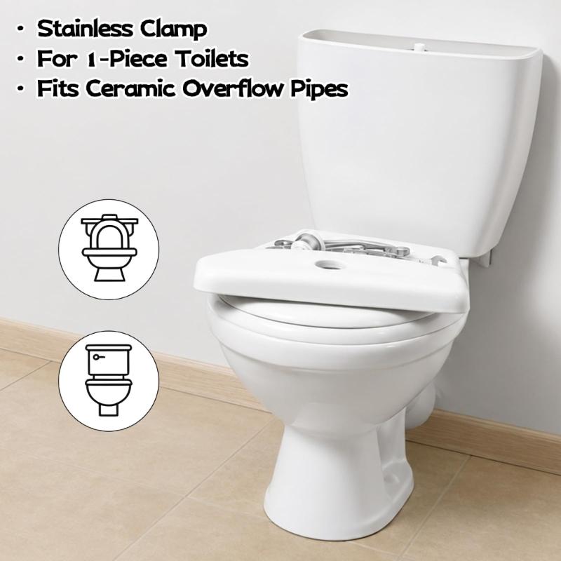 Overflow Refill Tube for Toilet Tank, 15.1 in EPDM Replacement Hoses with 2 Steel Clip for Worn Tube Routing Repair Use