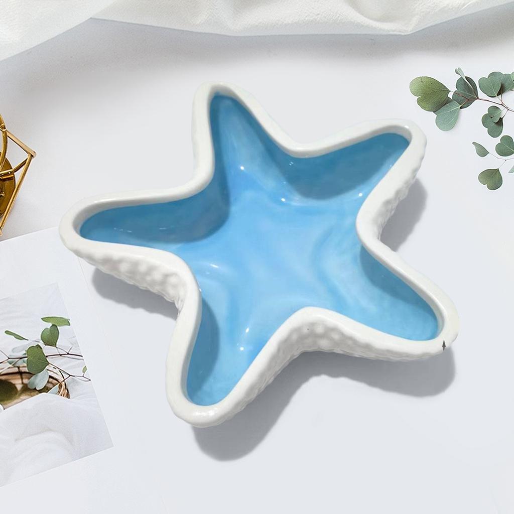 Ceramic Jewelry Storage Holder Multi-Purpose Decorative Ring Trinket Tray Cute Ocean Trinket Plate Watch Keys Candle Holders