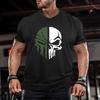 3D Herren T-Shirt für Männer Druck Militärisches Totenkopf T-Shirt Übergroßes Fitnessstudio Kurzärmliges Sportbekleidung Herren Kleidung Sport Oberteil T-Shirts