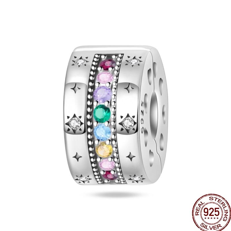 Genuine Copper Clasp Closure Cz Pave Clip Charms Daisy Bead Stopper Safety Chain Accessory Fit 3Mm Bangle Bracelet Fine Jewelry Clip