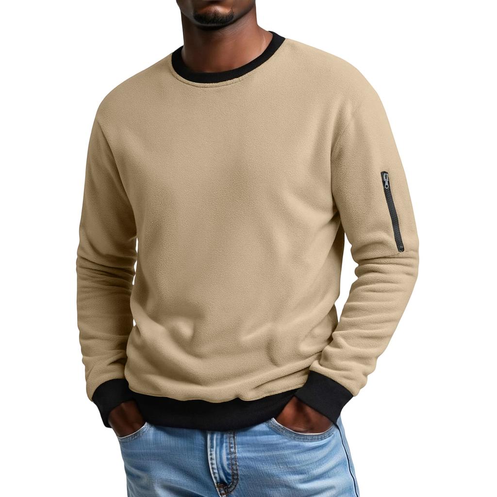 Men'S  Outdoors Leisure Trend Versatile Round  Neck Long  Sleeves T,Shirt