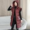 Large Size Autumn and Winter Women's Vest Hooded Mid-length Outdoor Thickened Windproof Warm Vest Loose Sleeveless Jacket Jacket