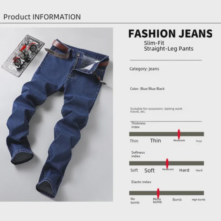 Herrenjeans in Übergröße mit hoher Taille und geradem Bein – elastisch, jugendlicher koreanischer Stil