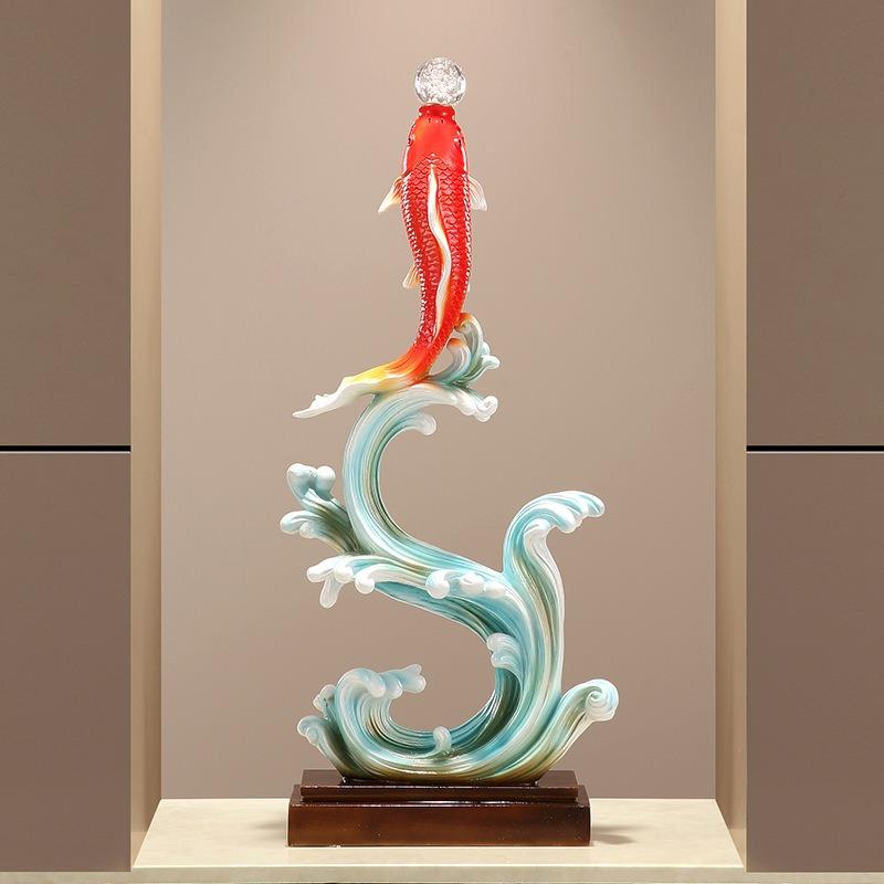 New Chinese Style Wealth Fish Brocade Lithium Fish Ornament Living Room Wine Cabinet Office Decoration Gifts